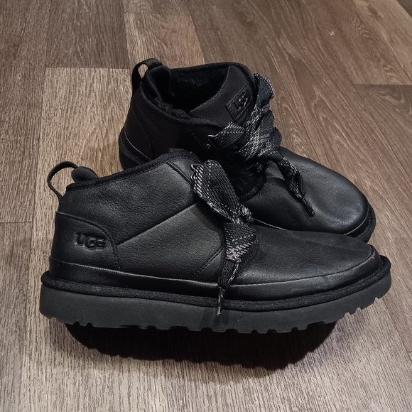 UGG Black Leather Ankle Boots Men Sz 12